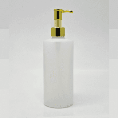 340ml Clear HDPE Bottle - Gold Long Neck Pump
