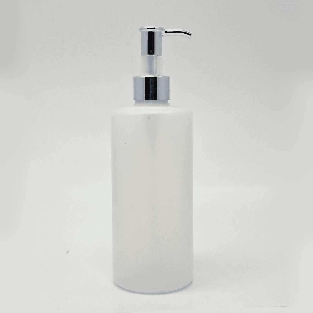 Main image of 340ml Clear HDPE Bottle - Silver Long Neck Pump