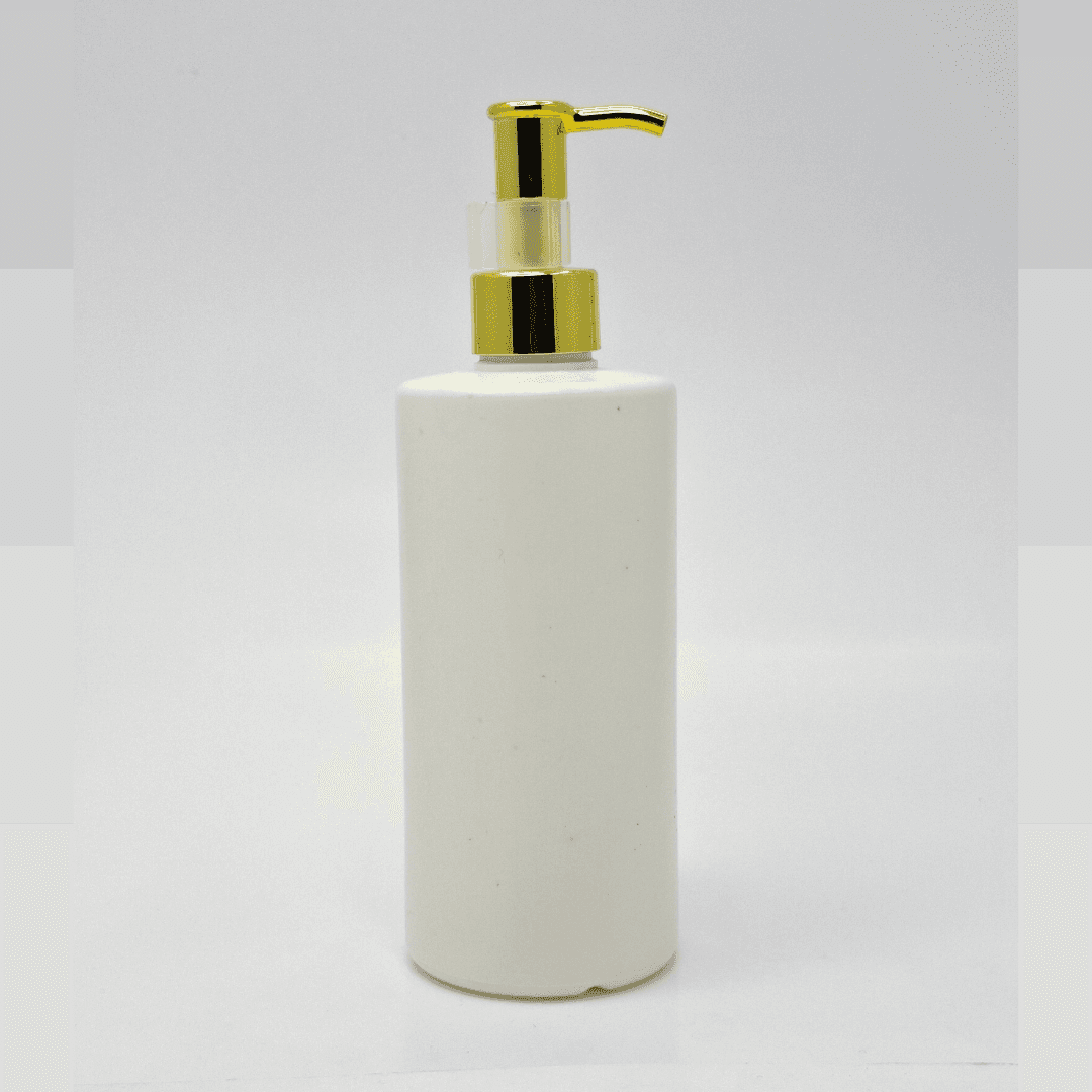 Main image of 340ml White HDPE Bottle - Gold Long Neck Pump