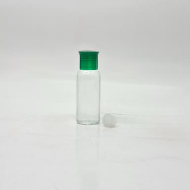 40ml Clear Round Bottle - Oil Lid Green  