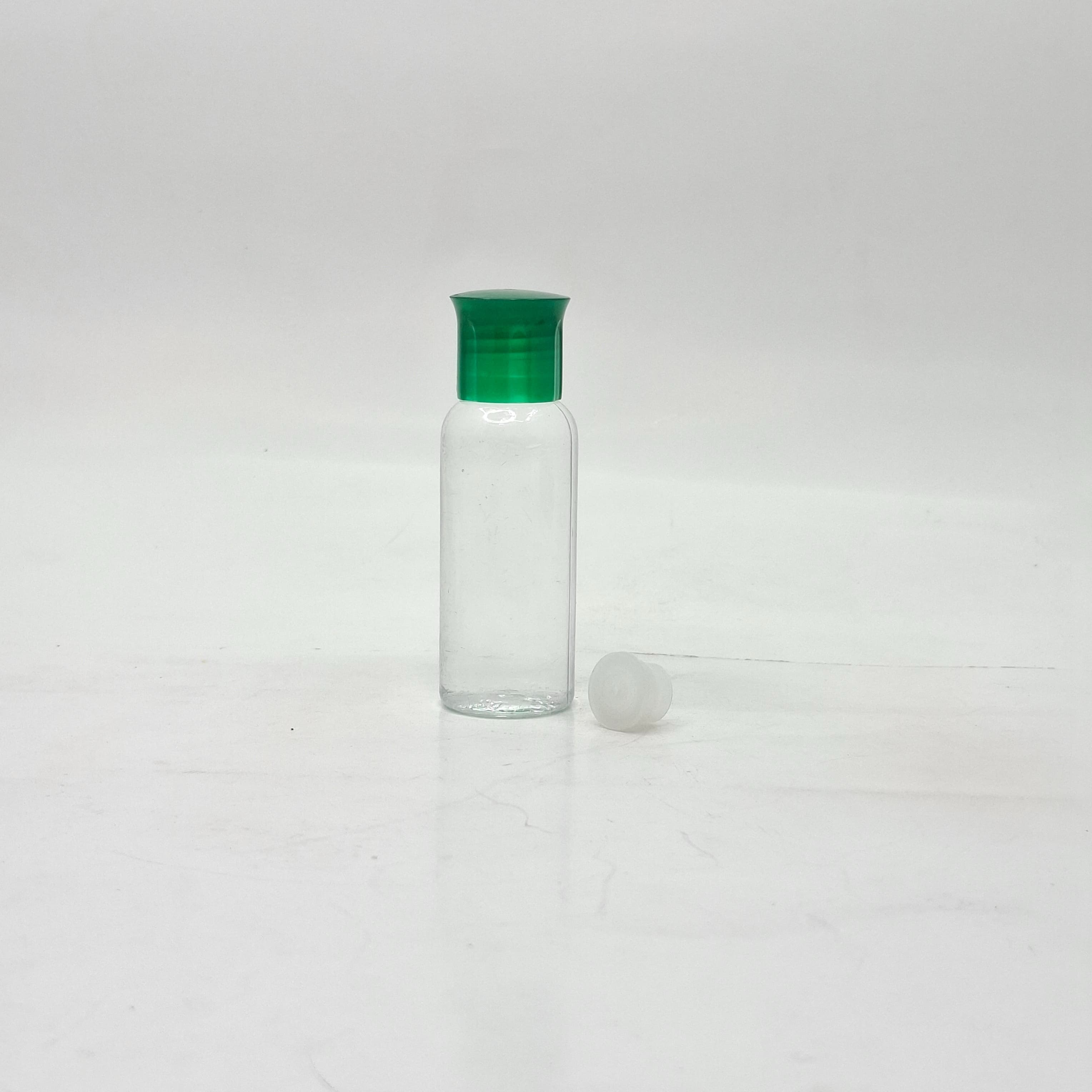 Main image of 40ml Clear Round Bottle - Oil Lid Green  