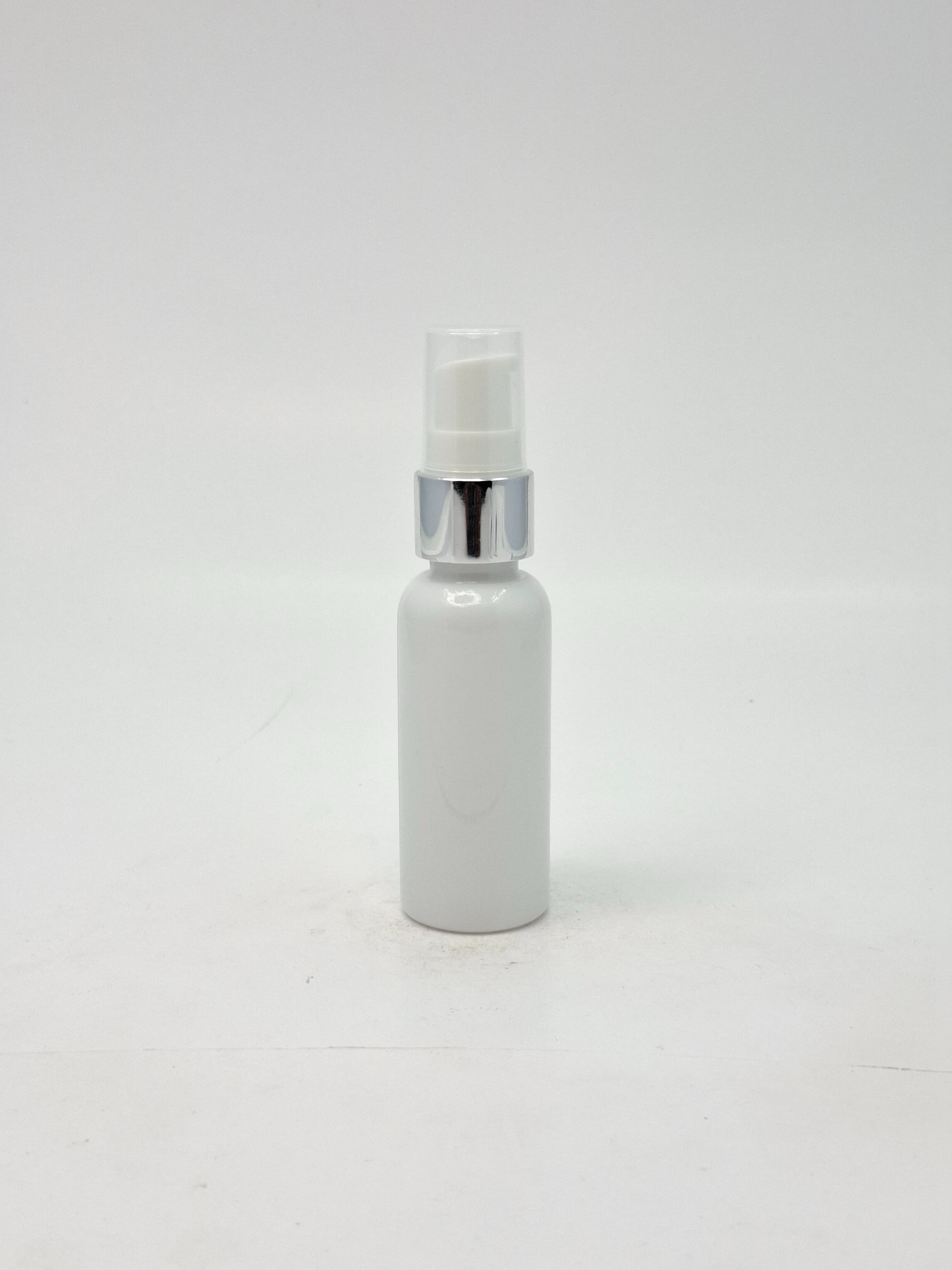Main image of 40ml Round Bottle White - Silver Pump