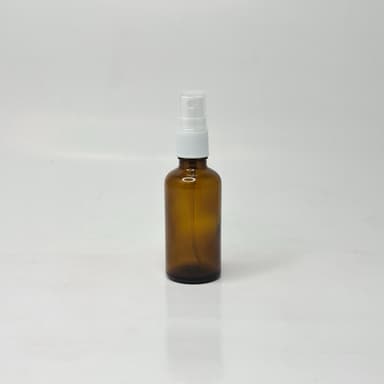 50ml Amber Glass Bottle - White  Spray