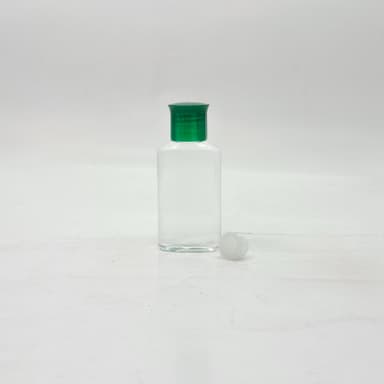 50ml Oval Clear Bottle - Oil Lid Green