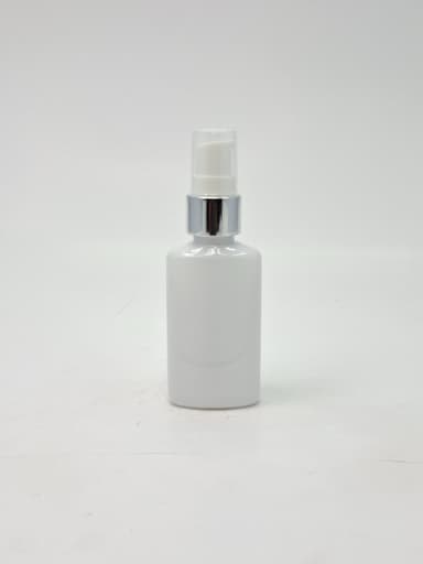50ml Oval Bottle White - Silver Pump