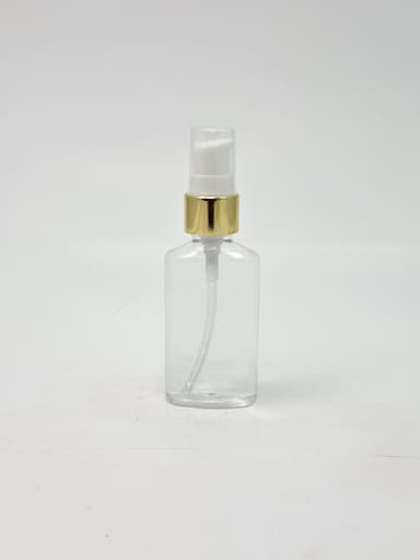 50ml Oval Clear Bottle - Gold Pump
