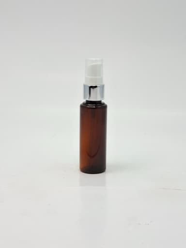 50ml Round Bottle Amber - Silver Pump