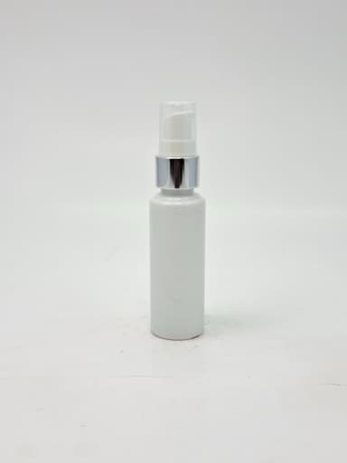 50ml Round Bottle White - Silver Pump