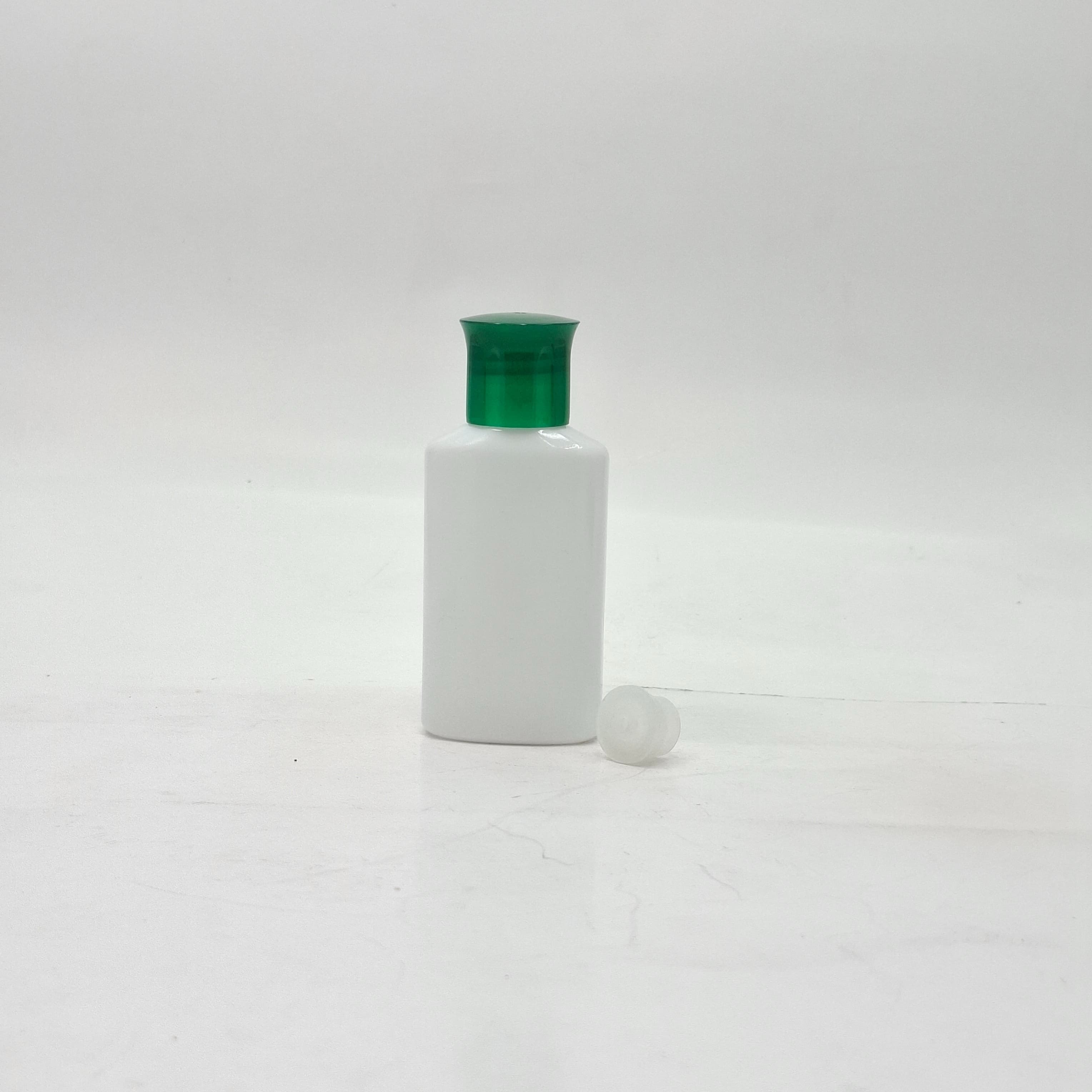 Main image of 50ml Oval White Bottle - Oil Lid Green