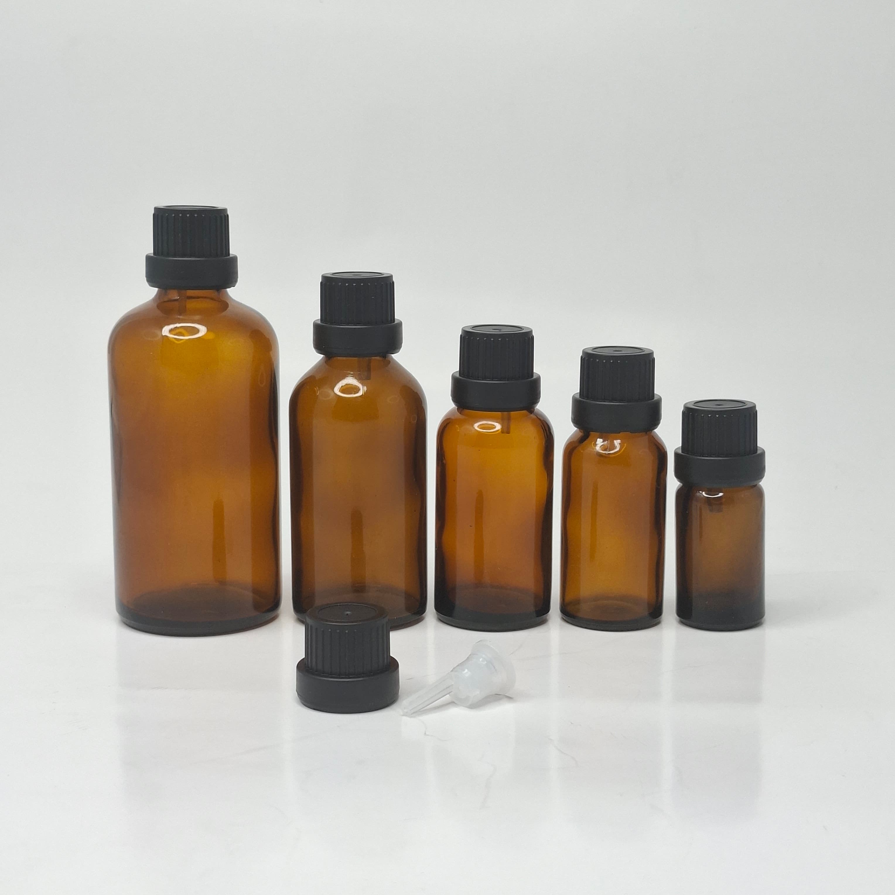 Main image of Amber Glass Bottle - Black Euro Dropper