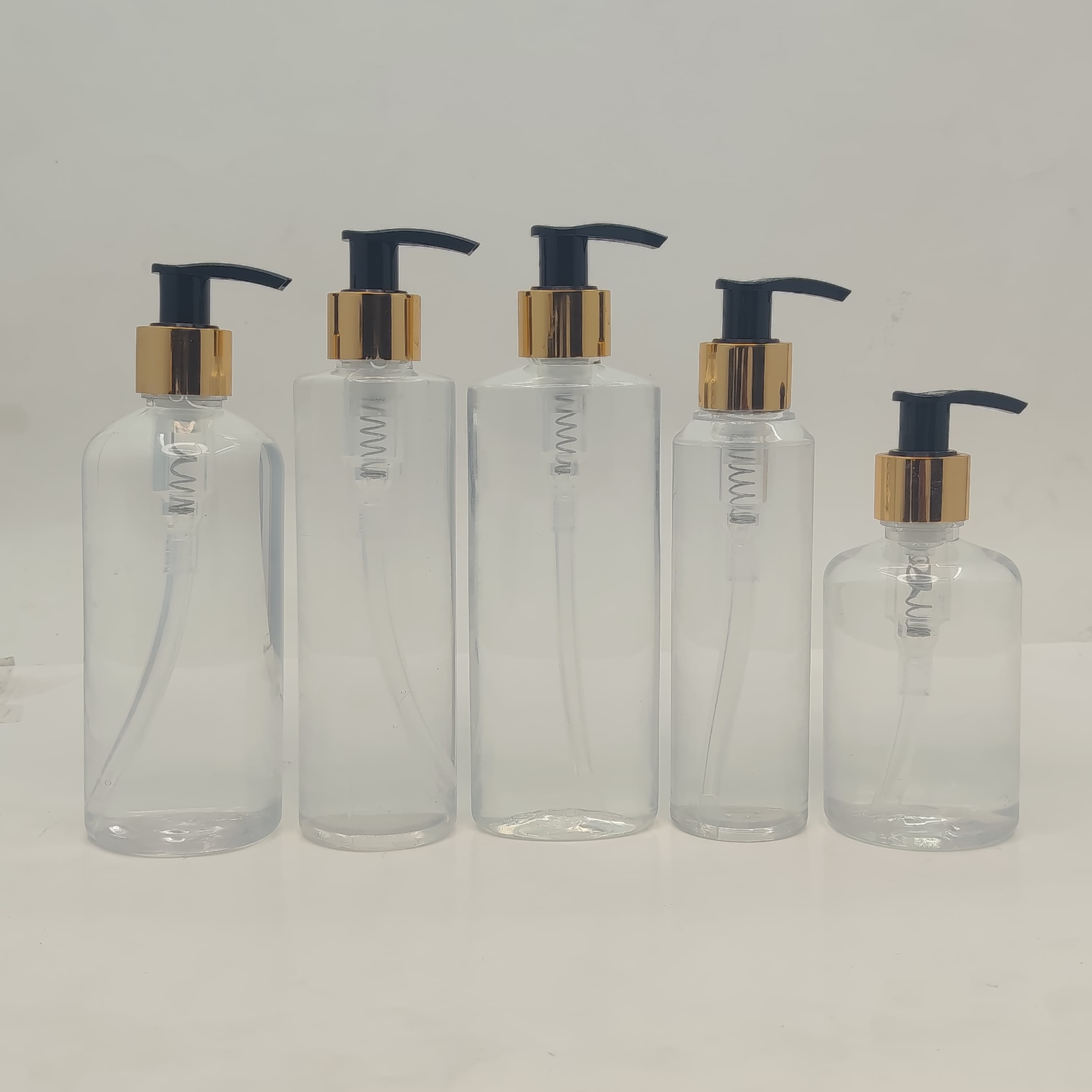 Main image of 150ml-300ml Clear Bottles - Gold/Black Pump
