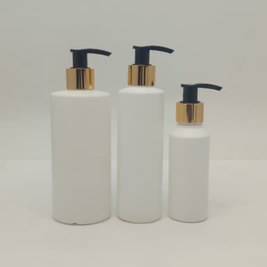 100ml-340ml HDPE White Bottle-Gold Black Pump