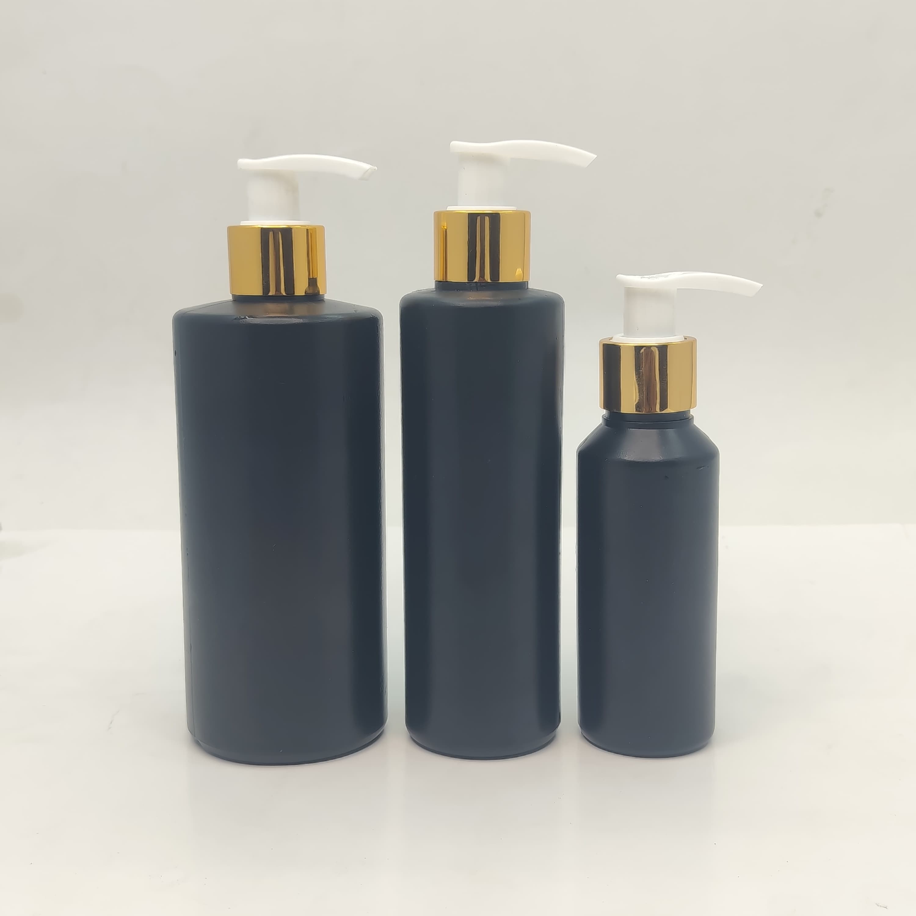 Main image of 100ml-340ml HDPE Black Bottle - Gold White Pump