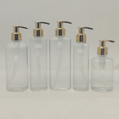 150ml-300ml Clear Bottles - Gold Pump
