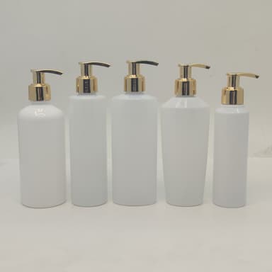 150ml-300ml Milk White Bottles - Gold Pump