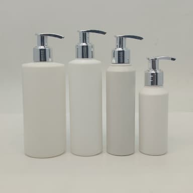 100ml-340ml HDPE White Bottle - Silver Pumps