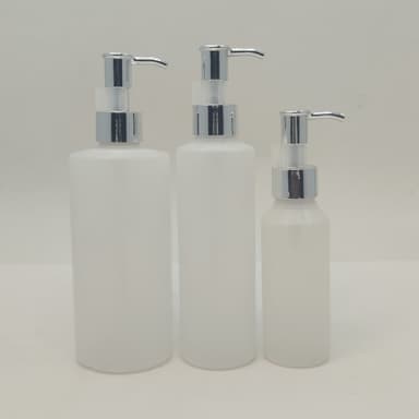 100ml-340ml HDPE Clear Bottle - Silver Pump-Long Neck