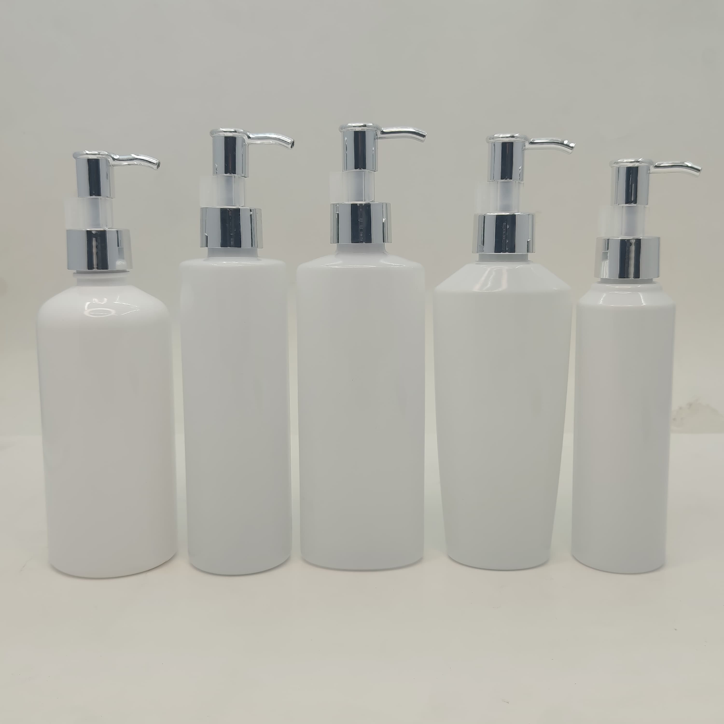 Main image of 150ml-300ml Milk White Bottles - Silver Long Neck Pump