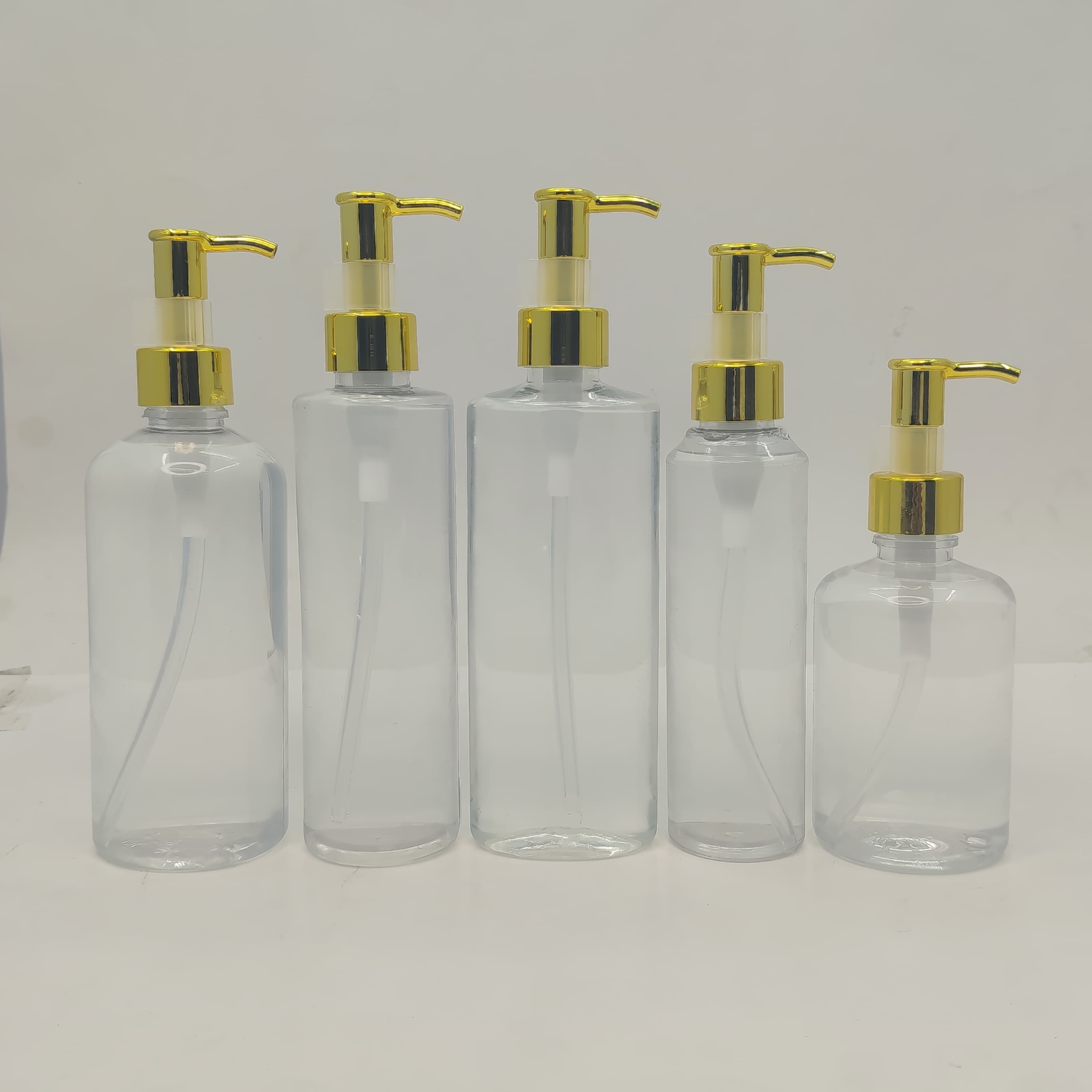 Main image of 150ml-300ml Clear Bottles - Gold Long Neck Pump