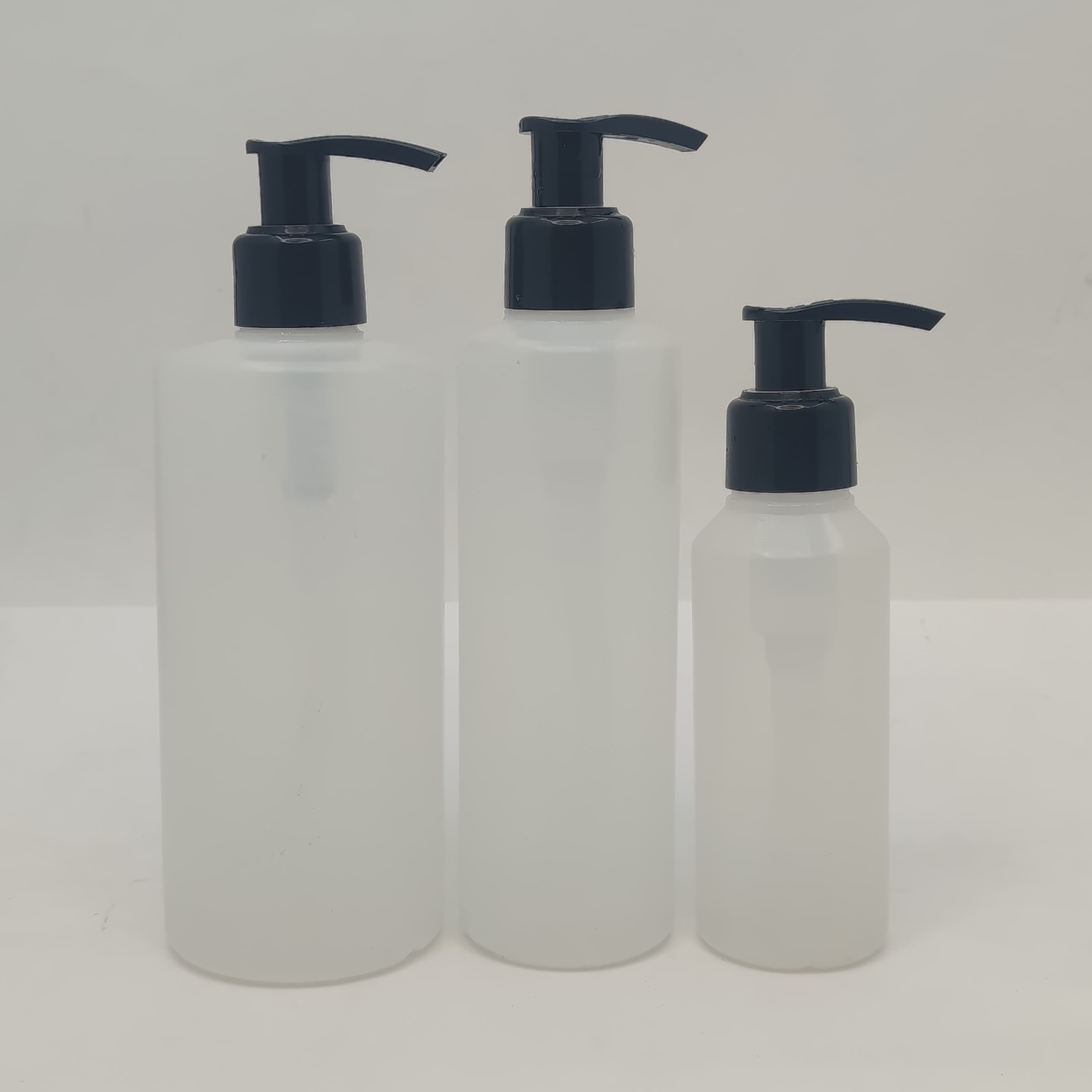 Main image of 100ml-340ml HDPE Clear Bottle - Black Pump