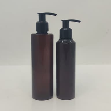 150ml-200ml Round Amber Bottle - Black Pump