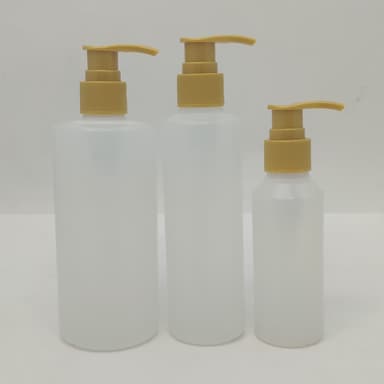 100ml-340ml HDPE Clear Bottle - Gold Colour Pump