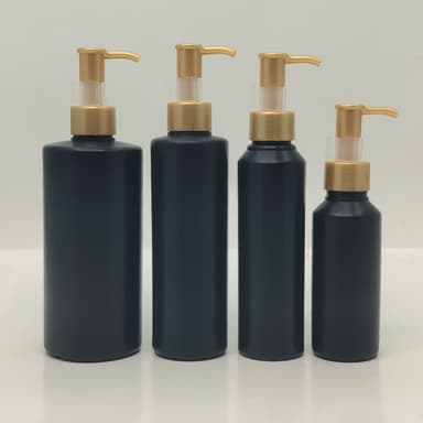 100ml-340ml HDPE Black Bottle - Gold Cream Pump-Long Neck
