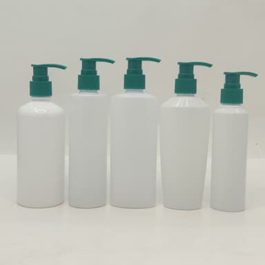 150ml-300ml Milk White Bottles - Green Pump