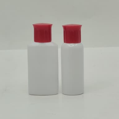 40ml-50ml Milk White Bottle - Oil Lid Red