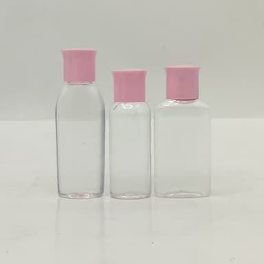 40ml-50ml Clear Bottle - Oil Lid Pink