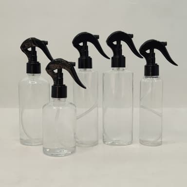 150ml Plastic Round Clear Bottle -  Mini Trigger Black