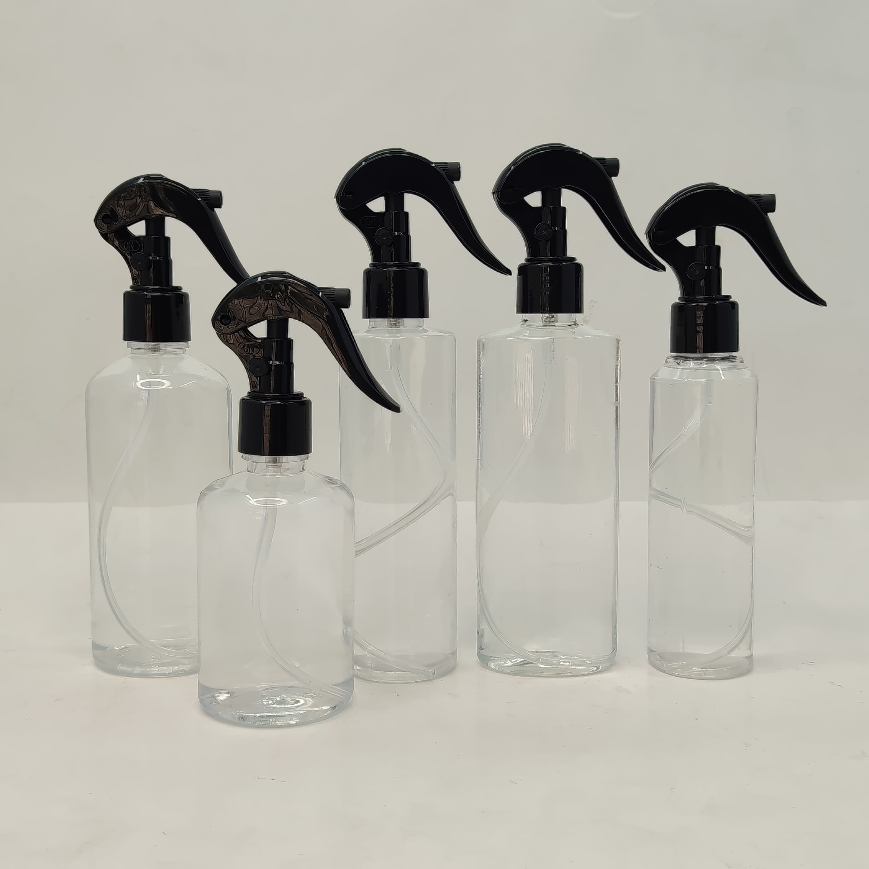 Main image of 150ml Plastic Round Clear Bottle -  Mini Trigger Black