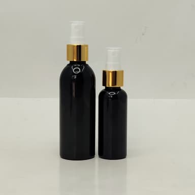 50ml-100ml Round Bottle Black - Gold Spray