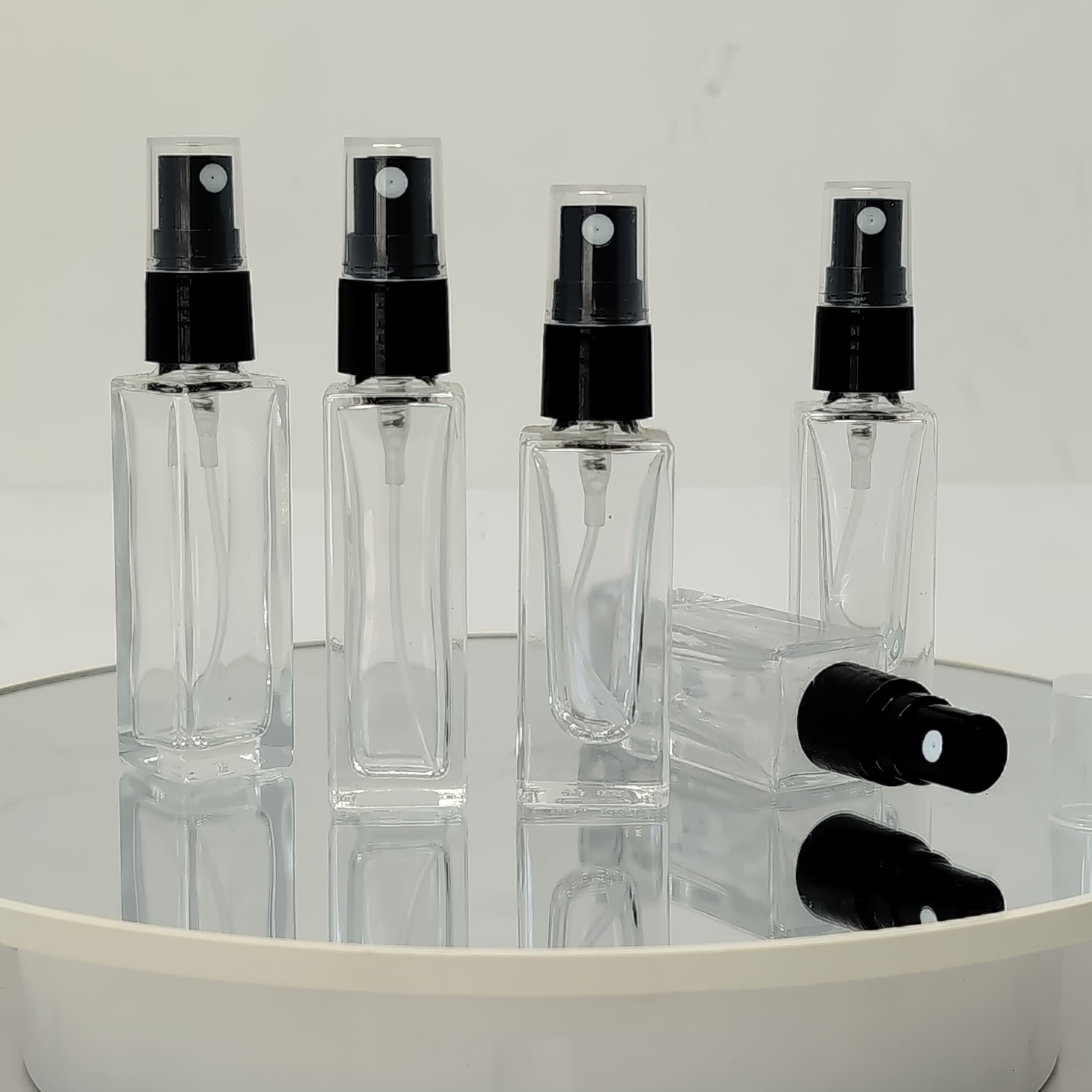 Main image of 5ml-10ml Glass Square Perfume Bottle with Black Spray
