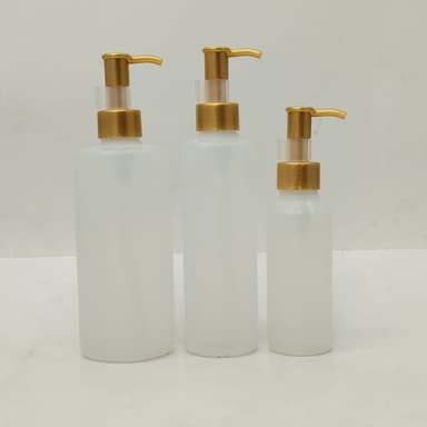 100ml-340ml HDPE Clear Bottle - Gold Cream Pump-Long Neck