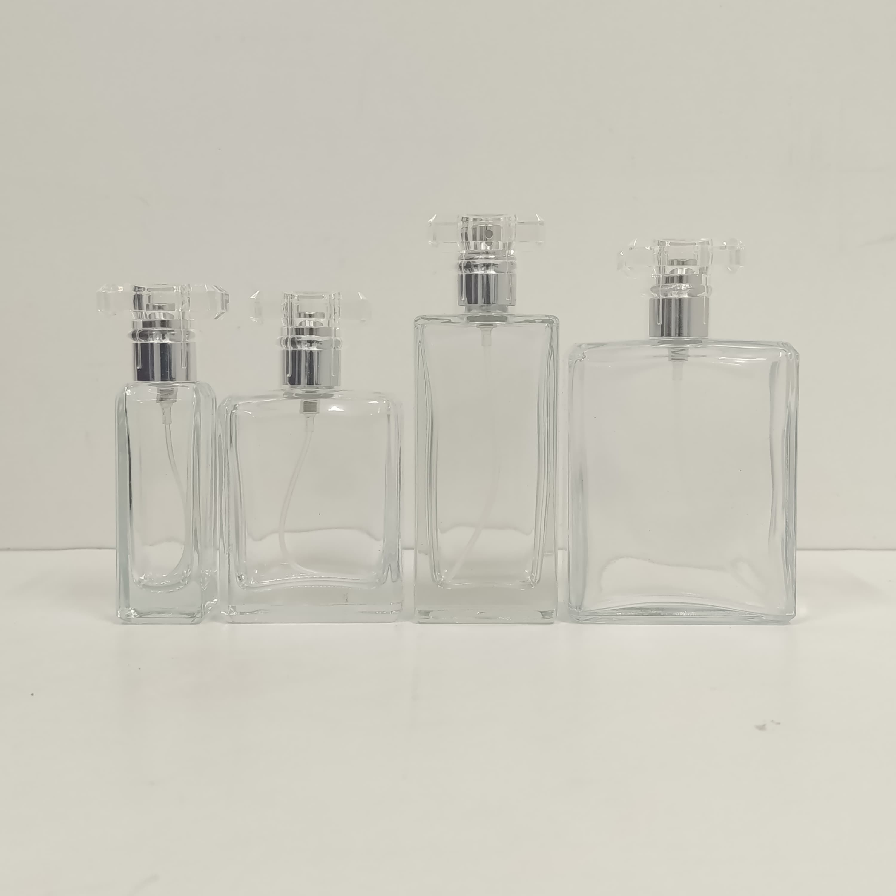 Main image of Square Glass Perfume Bottle -Silver spray With Square Lid