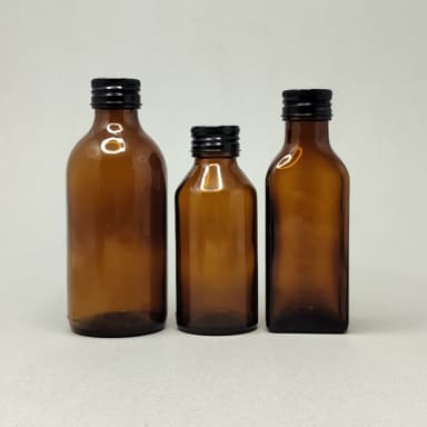 Amber Glass Bottle - Alu Cap Black