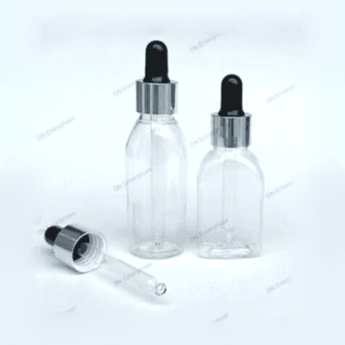 30ml Clear Bottle - Silver / Black