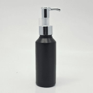 100ml Black HDPE Bottle - Silver Long Neck Pump