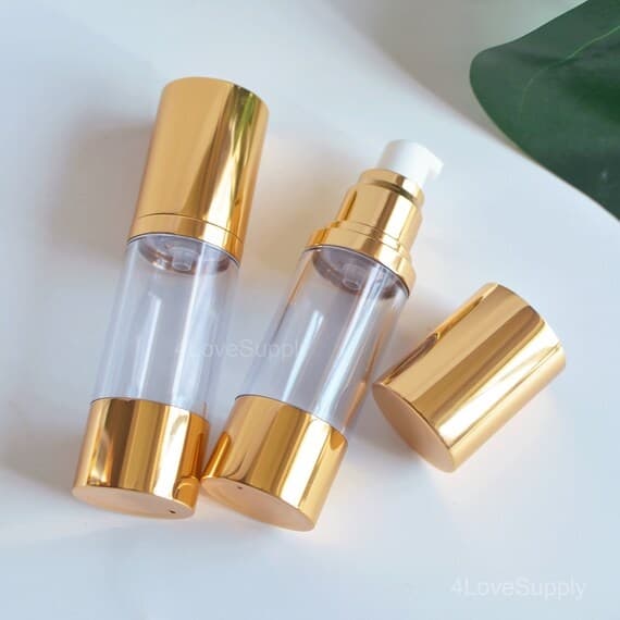 Thumbnail 2 of 50ml Airless Pump Bottle - Gold Colour
