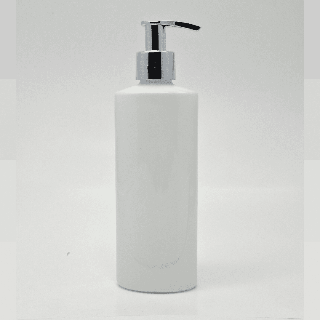 Main image of 200ml White Oval Bottle - Silver Pump