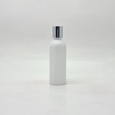 100ml Round Nack Bottle White - Press Lid Silver
