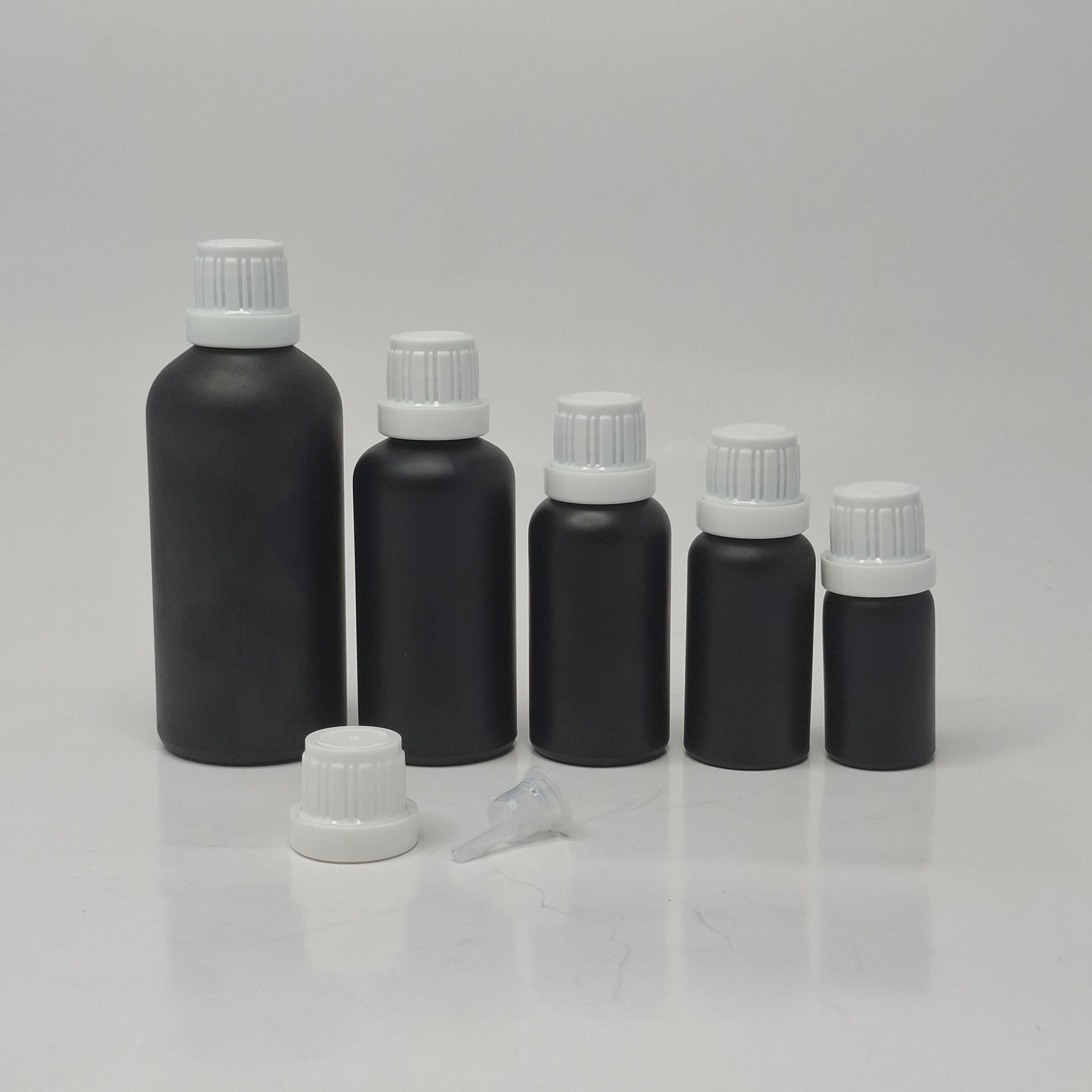 Main image of Black Glass Bottle - White Euro Dropper