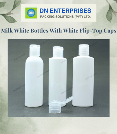 Milk White Bottles With White Flip-Top Caps