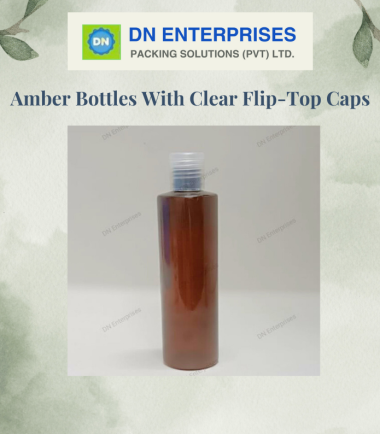 Amber Bottles With Clear Flip-Top Caps