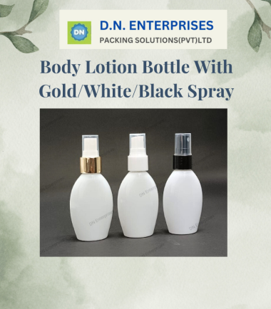 Body Lotion Bottle With Gold/White/Black Spray