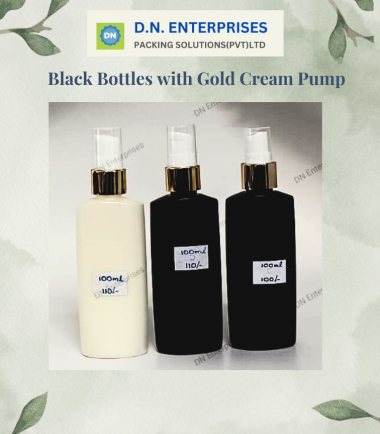 Black Bottles With Gold Cream Pump