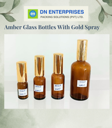 Amber Glass Bottles With Gold Spray