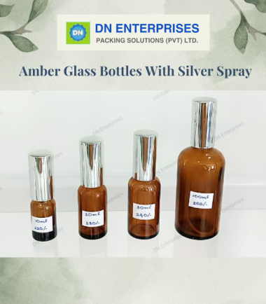 Amber Glass Bottles With Silver Spray