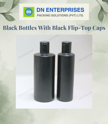 Black Bottles With Black Flip-Top Caps